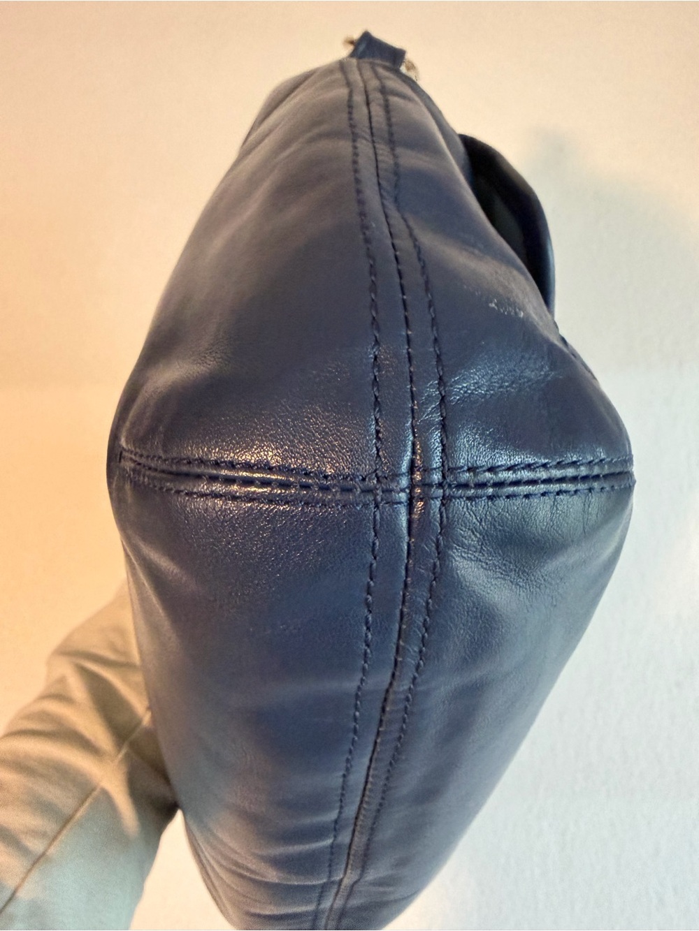 Coach Kristin Navy Cobalt Blue Leather Hobo Bag F23681 Push Lock Pockets - Picture 9 of 16